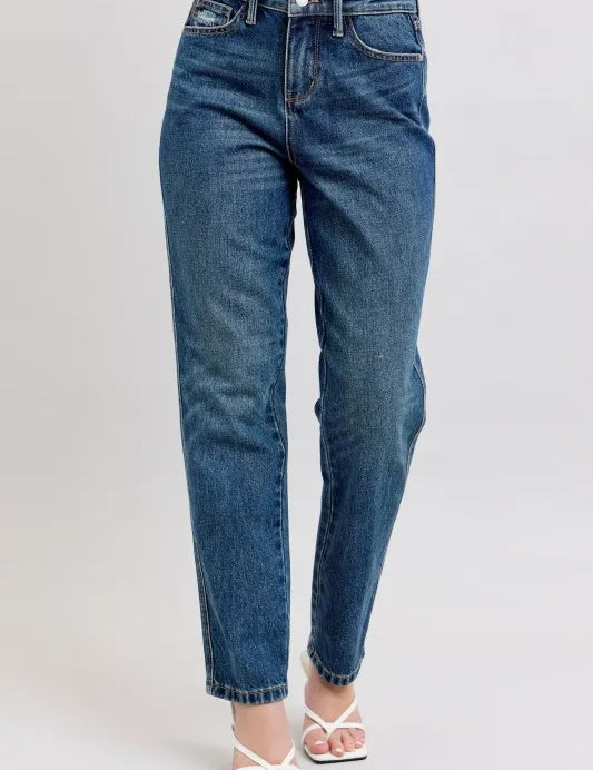 Judy Blue Full Size High Waisted Rigid Magic Non-destroy Straight Leg Jeans Plus Size | Jeans Daverri Fashions