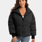 Zip Up Turtleneck Long Sleeve Puffer Jacket - DAVERRI FASHIONS