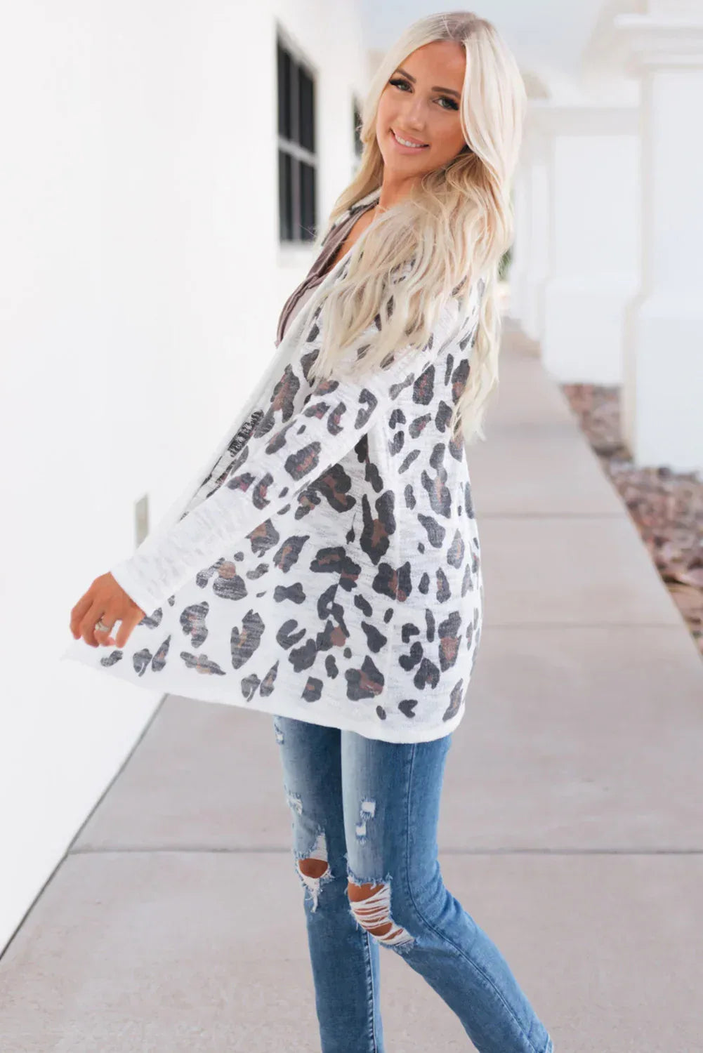 Printed Long Sleeve Cardigan - DAVERRI FASHIONS