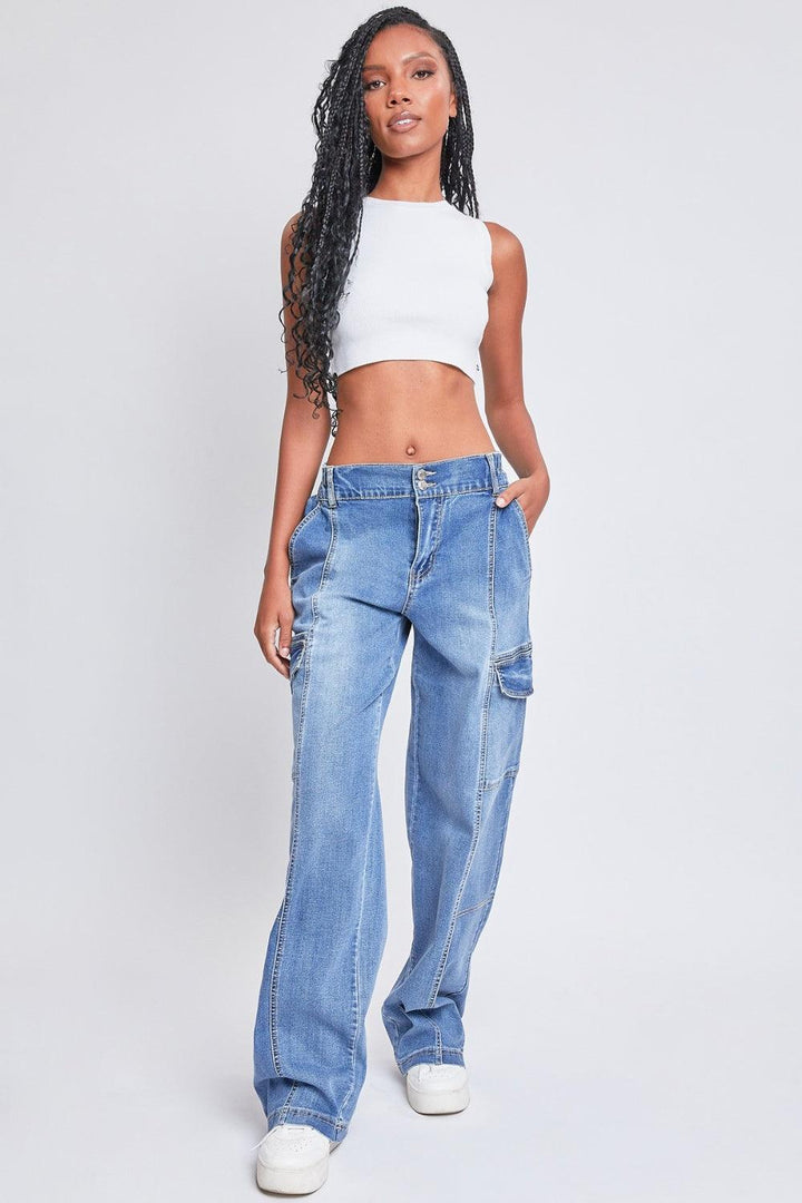 YMI Jeanswear High-Rise Straight Cargo Jeans Cargo Jeans