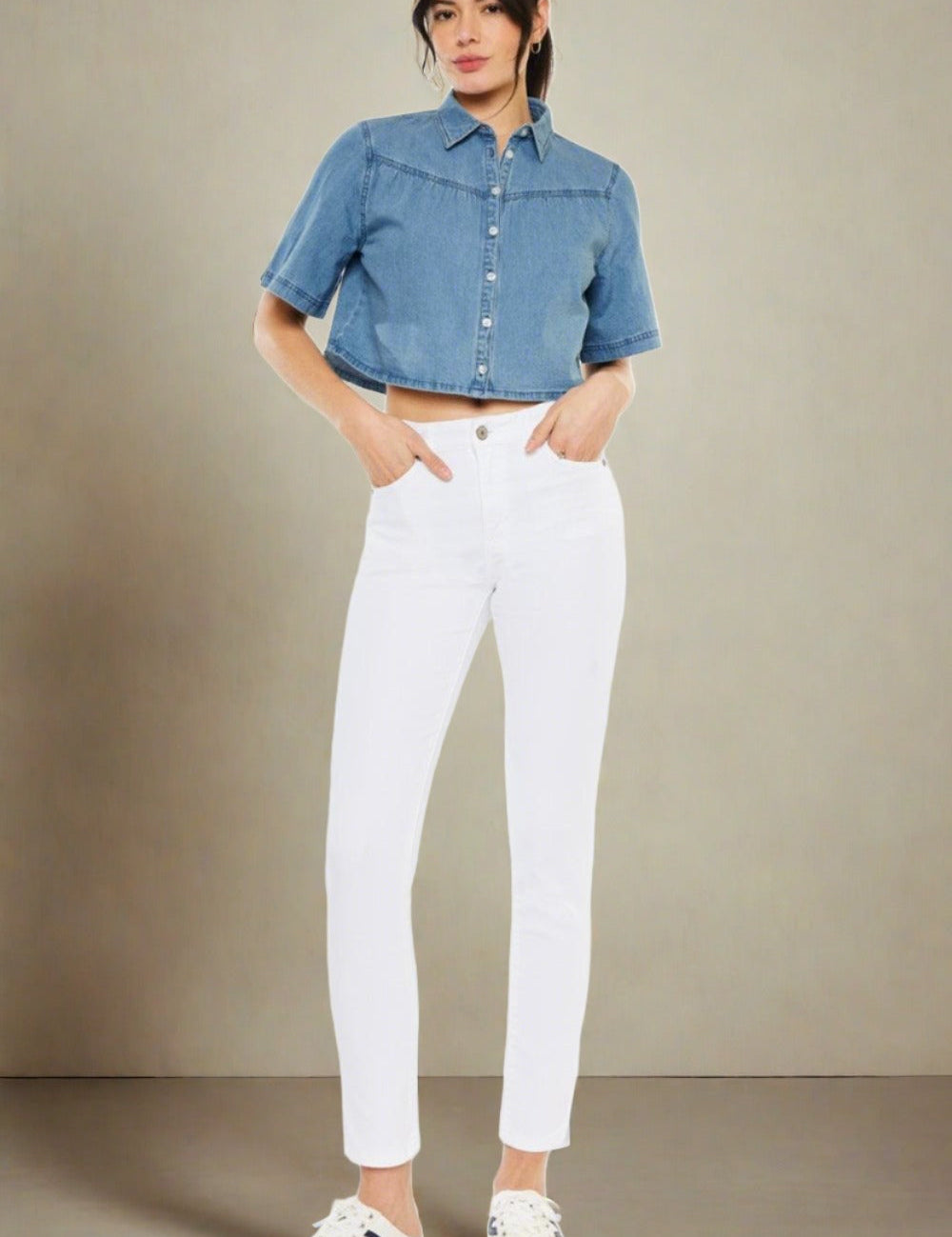 Kancan High Rise Ankle Skinny Jeans White Jeans