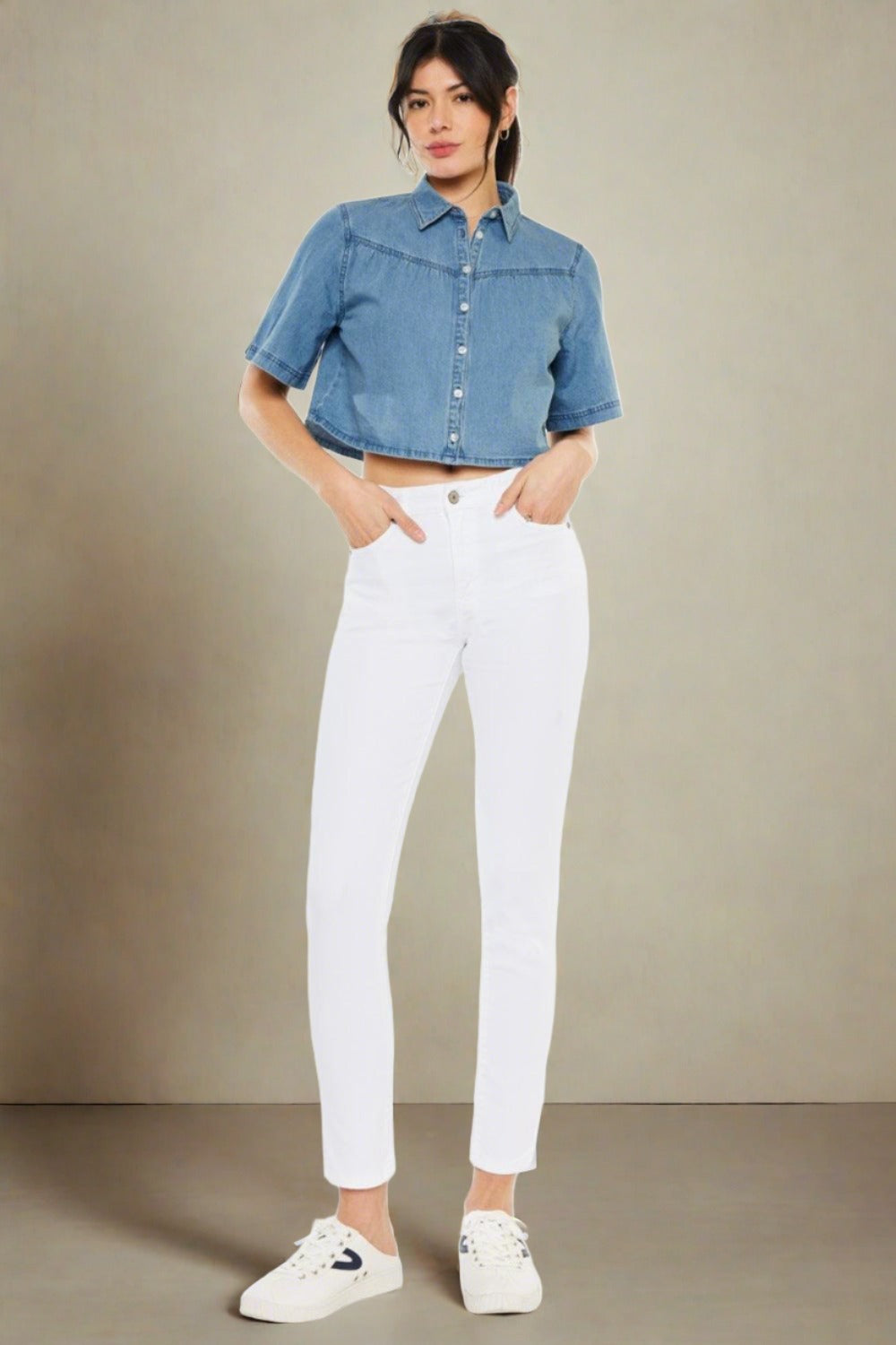 Kancan High Rise Ankle Skinny Jeans White Jeans