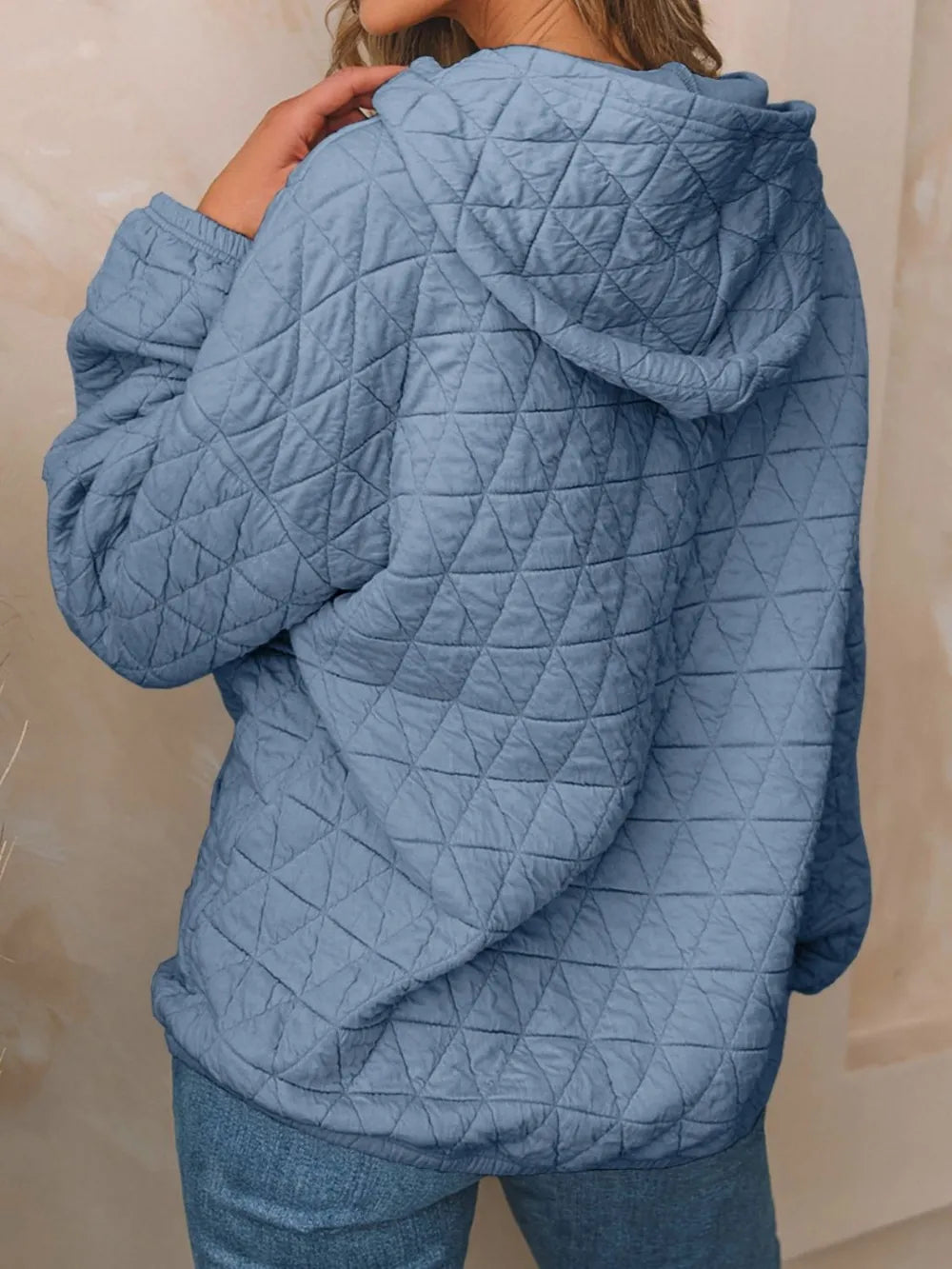 Textured Long Sleeve Hoodie with Pockets | Hoodies Daverri Fashions