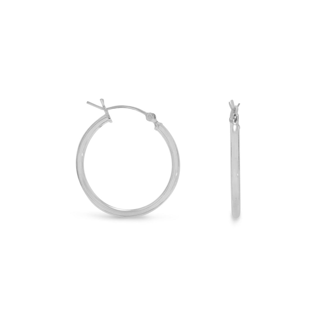 Sterling Silver 2mm x 24mm Click Hoop Earrings 2mmx24mm Earrings