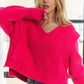 ADORA Ruffle Detail Adorable Sweater - DAVERRI FASHIONS