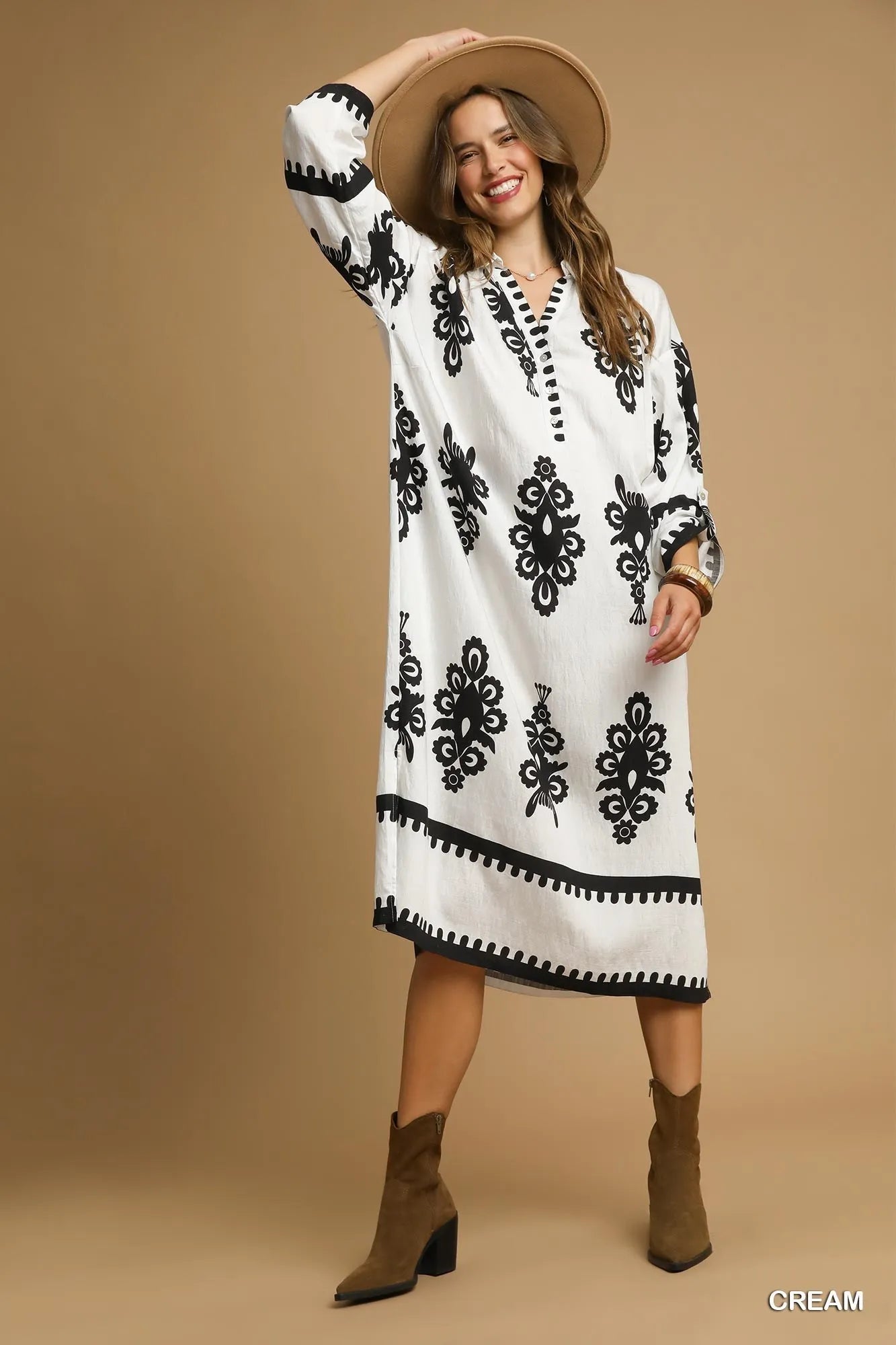 Umgee Abstract Print Midi Dress Midi Dresses