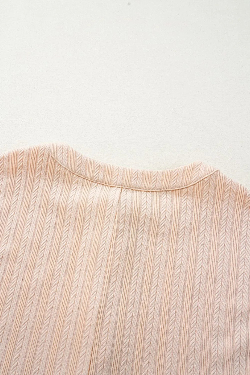 Daverri blush pink ribbed knit top with herringbone pattern