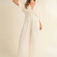 MABLE Fluffy Deep V Neck Wide Leg Jumpsuit - DAVERRI FASHIONS