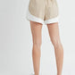 MABLE Drawstring Waist Contrast Trim Detail Shorts Shorts