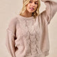 BiBi Cable Knit Sweater with Shoulder Braid Detail - DAVERRI FASHIONS