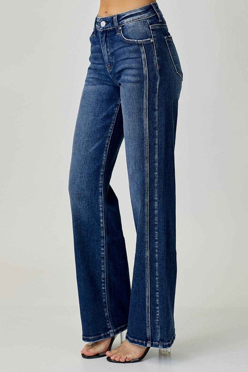 RISEN Mid Rise Straight Jeans Dark Jeans