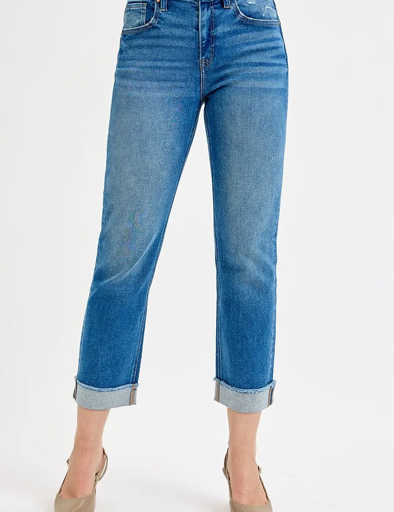 DARK RISEN Full Size High Rise Boyfriend Fit Ankle Jeans | Jeans Daverri Fashions