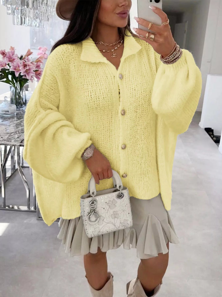 Oversized Knit Button-Down Batwing Sleeve Cardigan | Cardigans Daverri Fashions