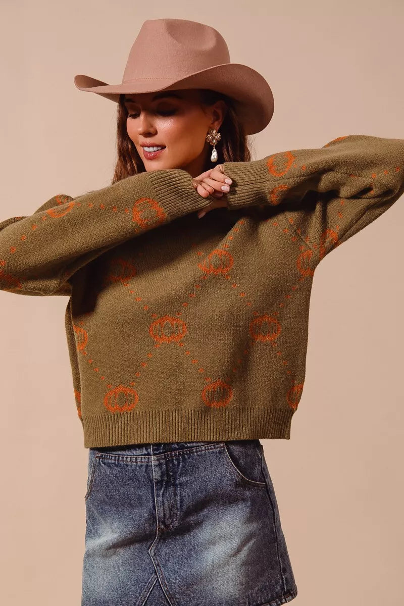 SO ME Pumpkin Rhombus Halloween Thanksgiving Sweater | Sweaters Daverri Fashions