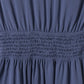 Navy blue smocked waistband on Tie-Front Mini Dress