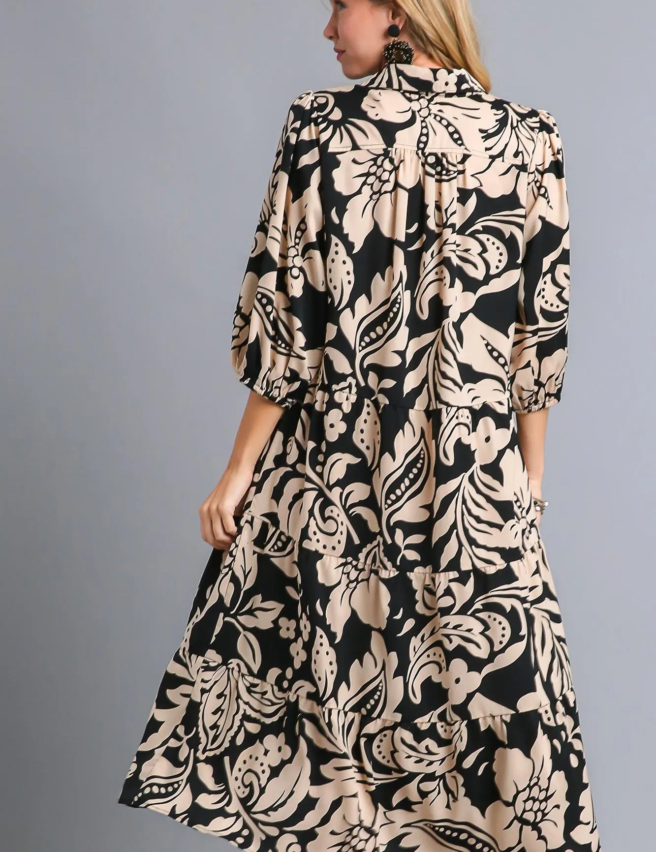 Umgee Floral Print Tiered Midi Dress | Midi Dresses Daverri Fashions