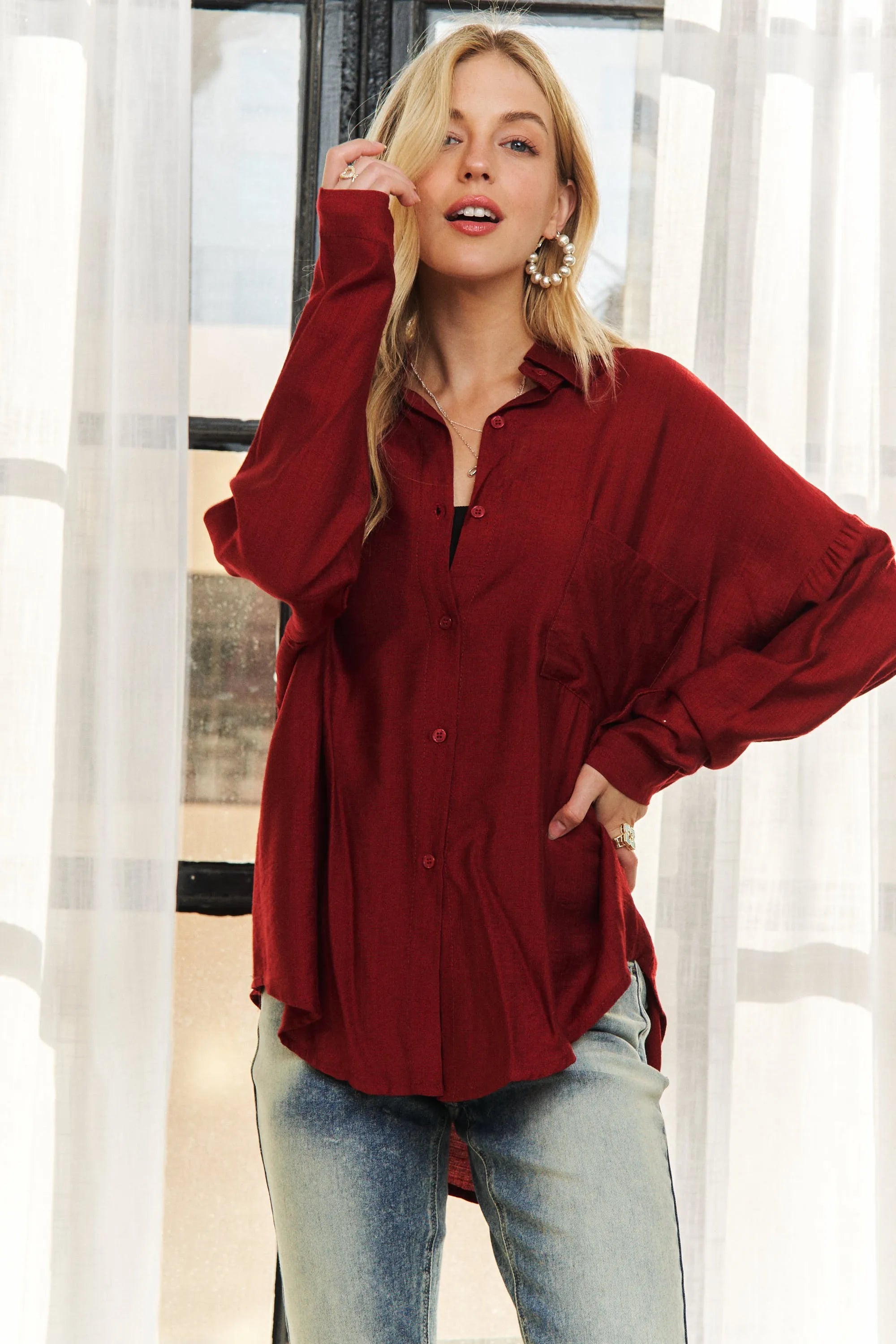 ADORA Button Down Linen Shirt | Daverri Fashions