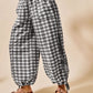 SO ME Plaid Elastic Waist Balloon Pants IVORY BLACK