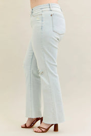 Light blue Judy Blue full size distressed fray hem bootcut jeans