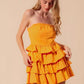 SO ME Strapless Ruffle Layered Game Day Cheer Up Dress - DAVERRI FASHIONS