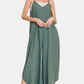 Zenana Sleeveless Curved Hem Wide Leg Overalls with Pockets