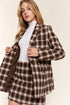And The Why Full Size Plaid Brushed One Button Blazer - DAVERRI FASHIONS