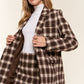 Brown and cream plaid wool blazer with matching skirt