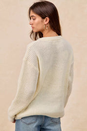 BiBi Christmas Ribbon Bow Embroidery Sweater | Sweaters Daverri Fashions