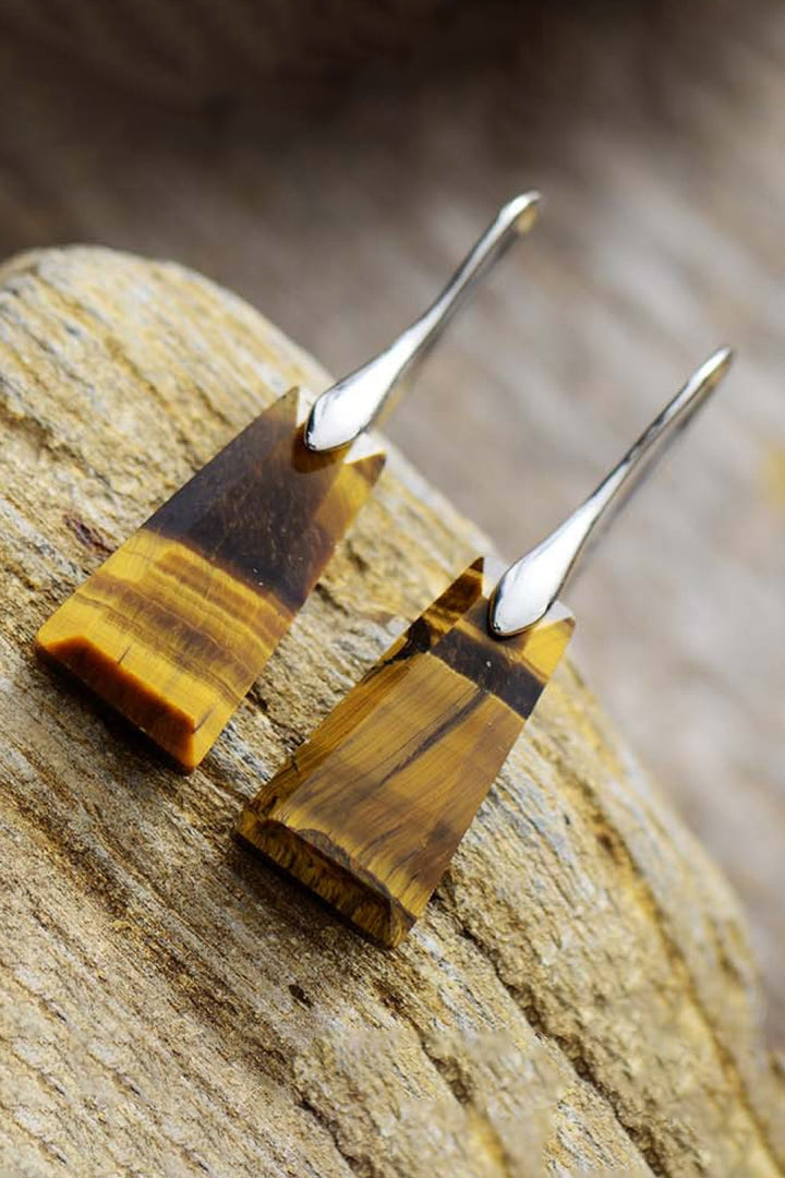 Handmade Geometrical Shape Natural Stone Dangle Earrings | Earrings Daverri Fashions