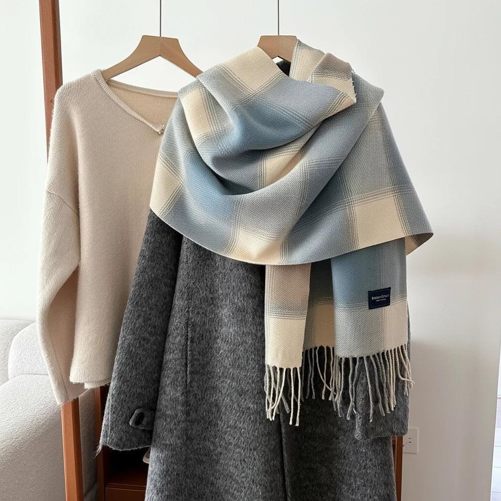 Plaid Fringe Scarf - DAVERRI FASHIONS