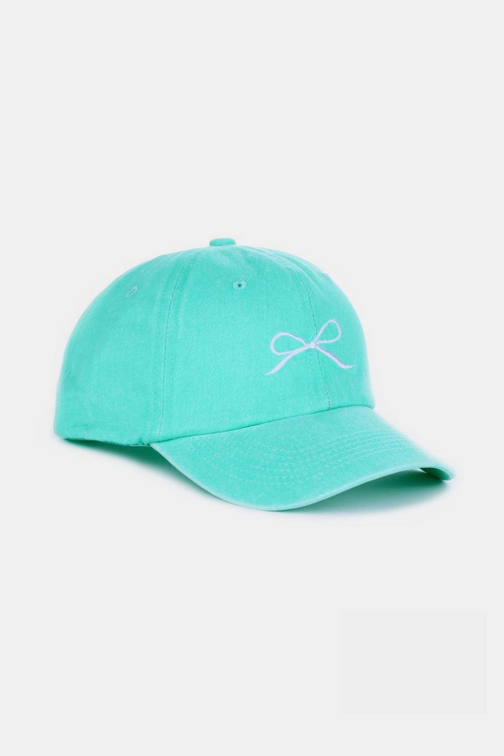 Zenana Bow Embroidered Washed Cotton Caps Hats