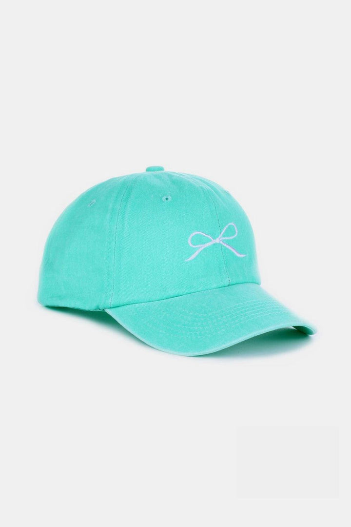 Zenana Bow Embroidered Washed Cotton Caps Hats