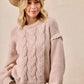 BiBi Cable Knit Sweater with Shoulder Braid Detail - DAVERRI FASHIONS