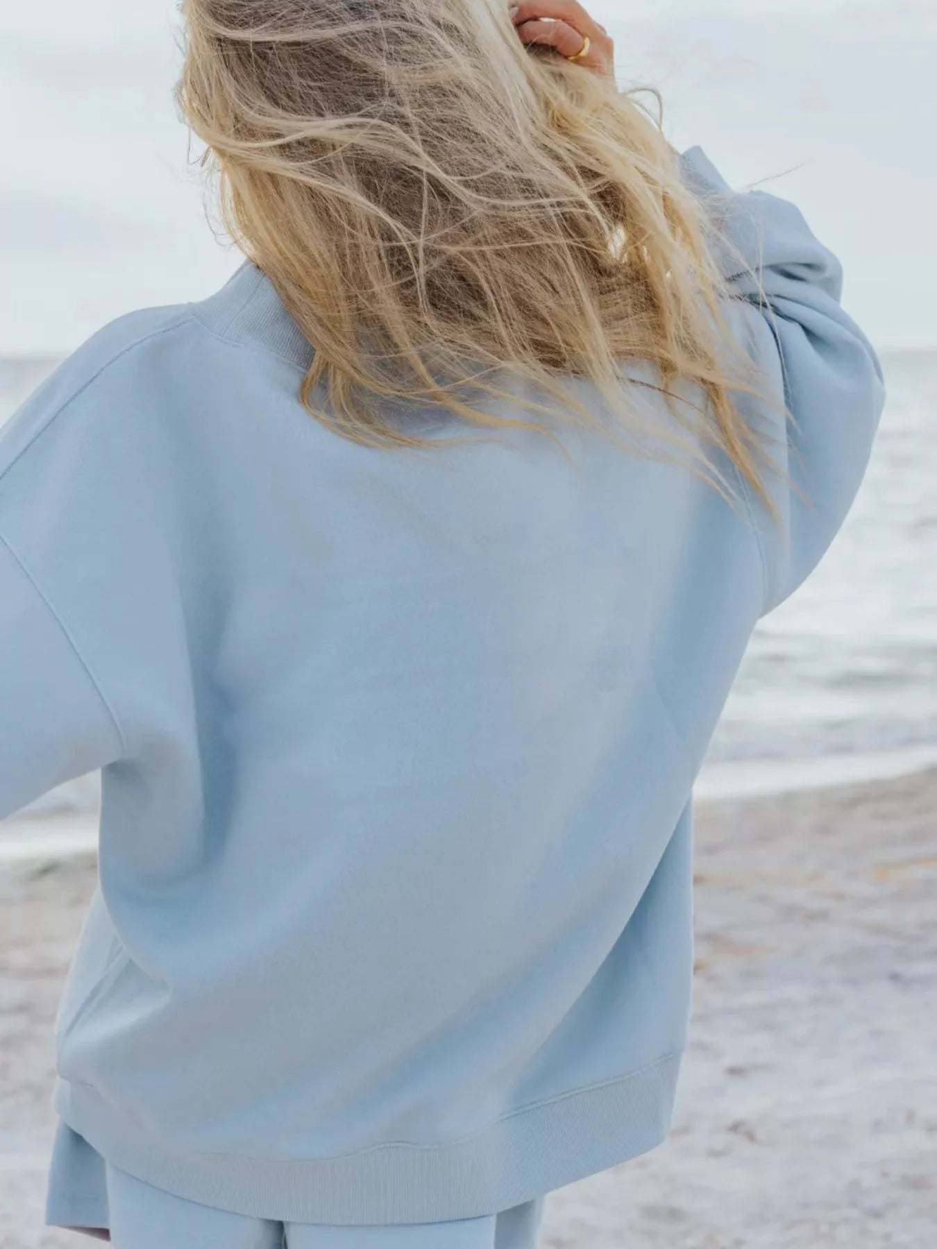 Light blue oversized relaxed fit sweatshirt with ribbed cuffs from set