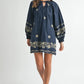MABLE Embroidered Long Sleeve Peasant Mini Dress Mini Dresses