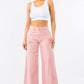 American Bazi Blush Pink High Waist Distressed Wide Leg Jeans Jeans