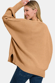 Zenana Side Sit Oversize Sweater Dk Brush | Sweaters Daverri Fashions