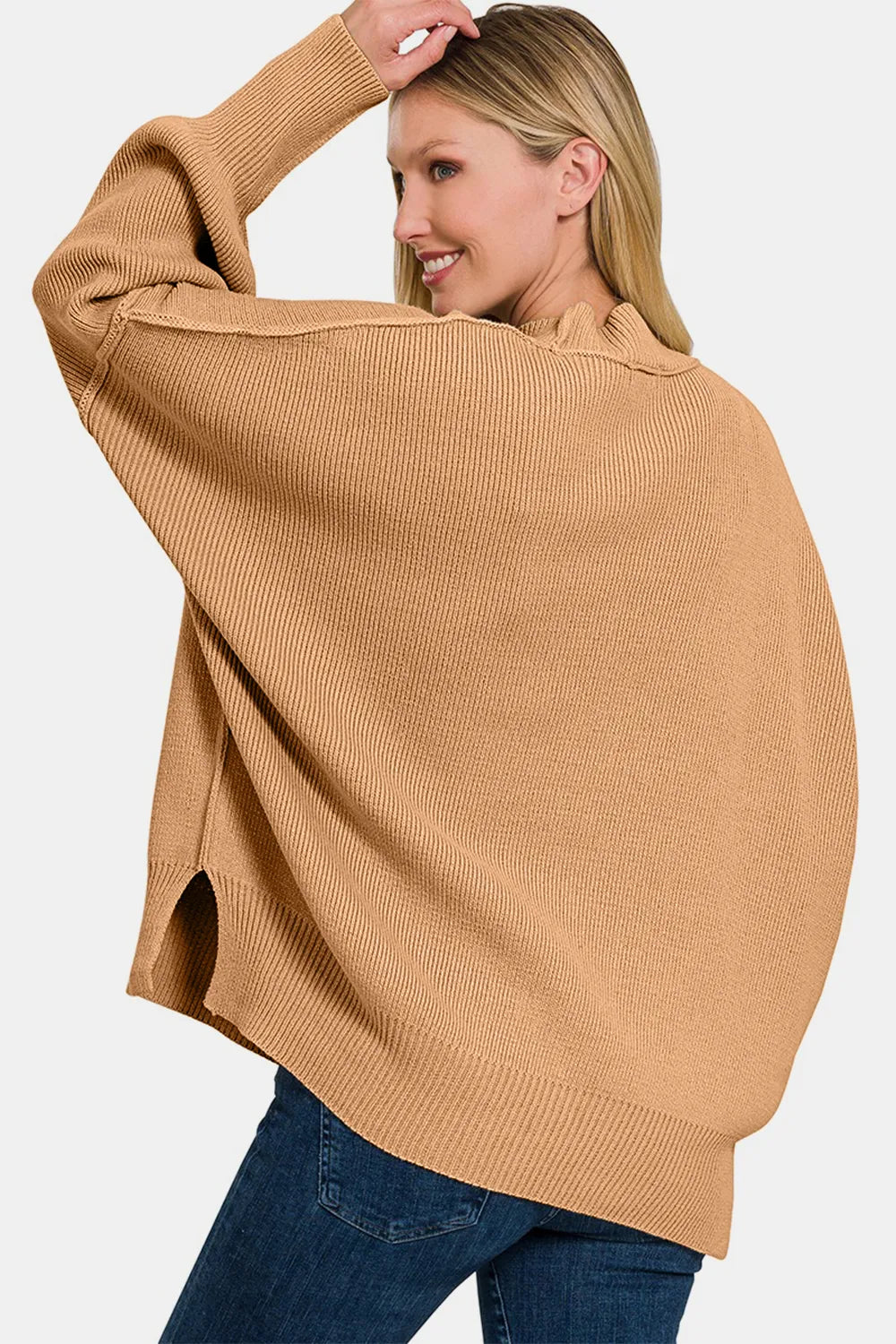 Zenana Side Sit Oversize Sweater Sweaters