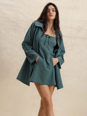 Tie Shoulder Mini Dress and Long Sleeve Top Set | Daverri Fashions