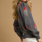 Umgee Single Flower Stem Jacquard Sweater - DAVERRI FASHIONS