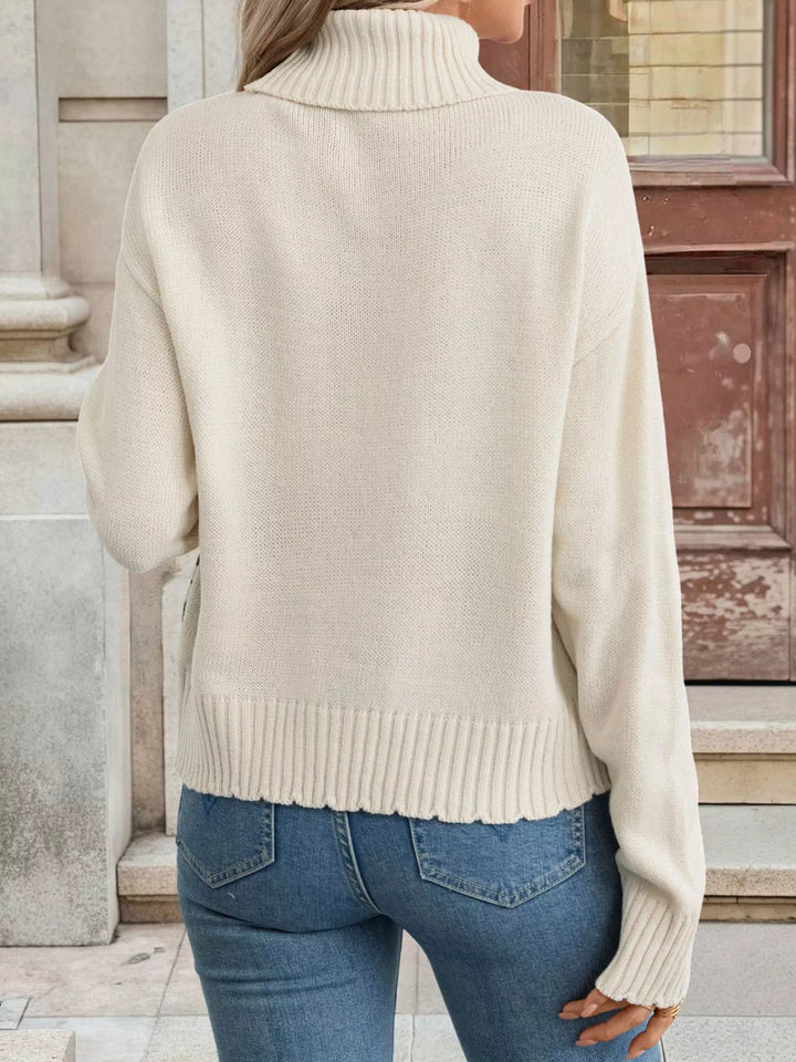 Cable Knit Turtleneck Sweater | Sweaters Daverri Fashions