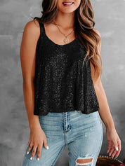 Sequin Scoop Neck Tank | Tank Tops Daverri Fashions