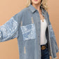 And The Why Full Size Paisley Print Quilted Sleeves Denim Jacket - DAVERRI FASHIONS