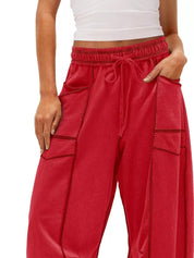 Drawstring Wide Leg Elastic Waist Pants | Pants Daverri Fashions