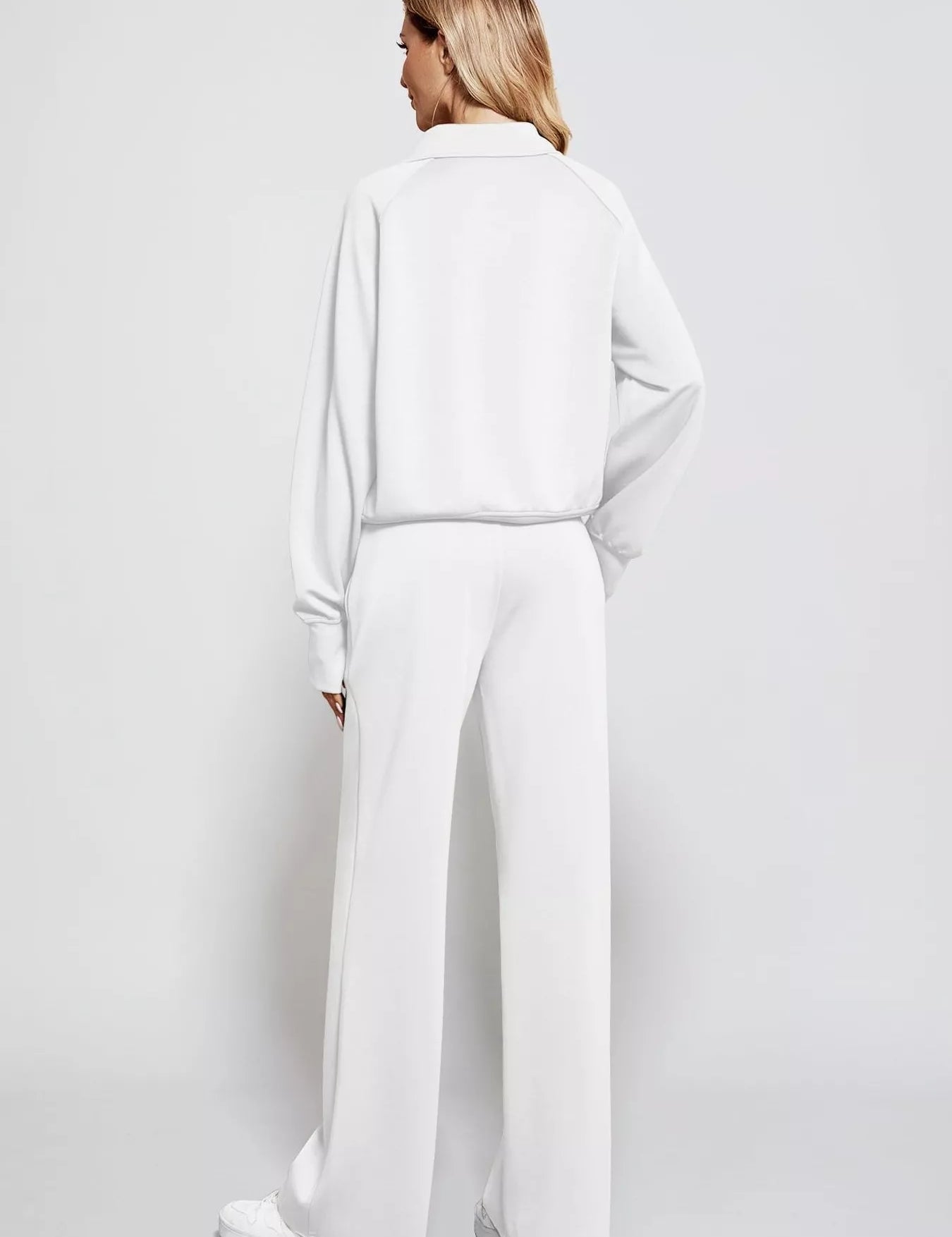 Full Size Half-Zip Sweatshirt and Wide-Leg Pants Set Plus Size | Outfit Sets Daverri Fashions