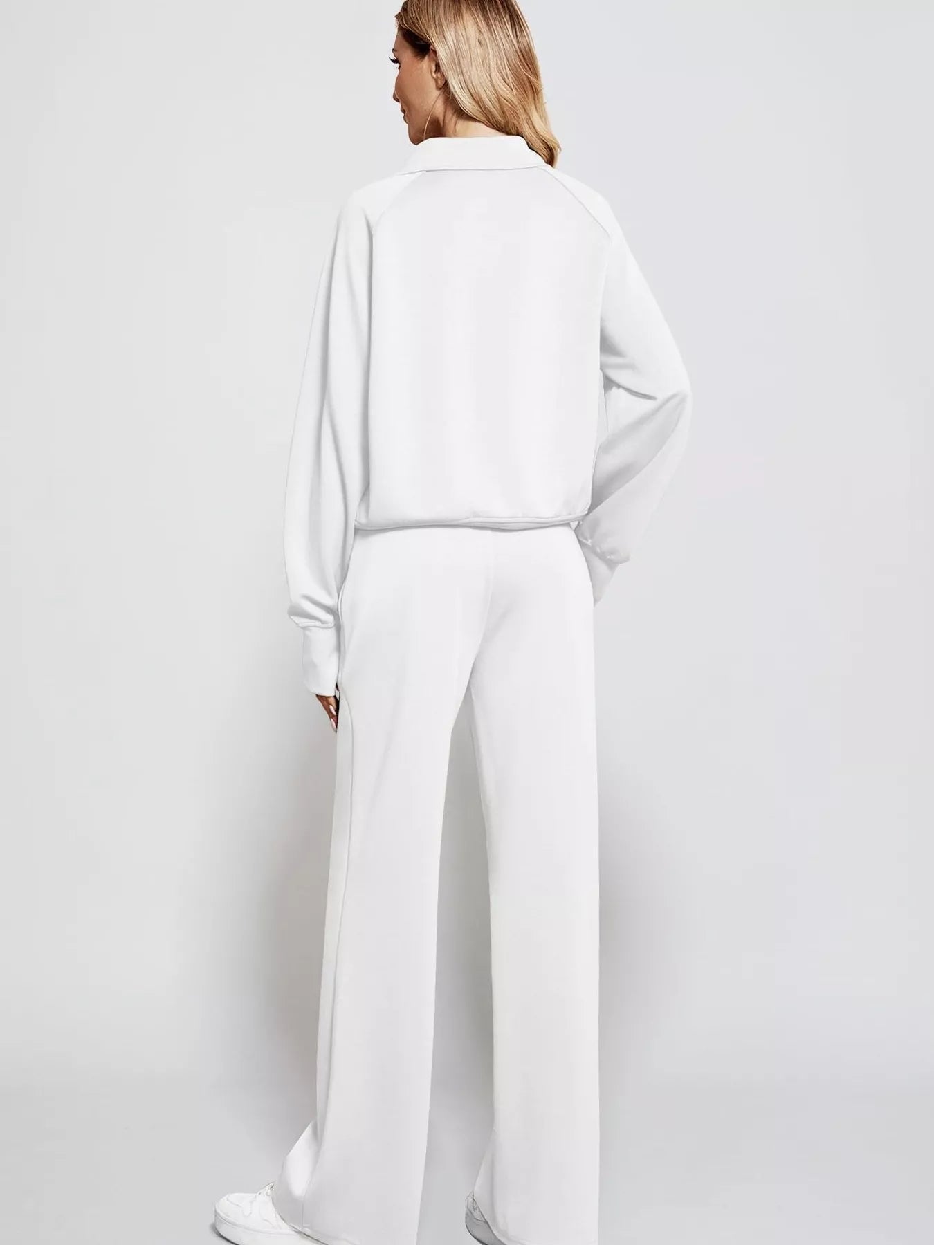 Full Size Half-Zip Sweatshirt and Wide-Leg Pants Set Plus Size | Outfit Sets Daverri Fashions
