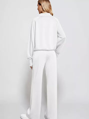 Full Size Half-Zip Sweatshirt and Wide-Leg Pants Set Plus Size | Outfit Sets Daverri Fashions