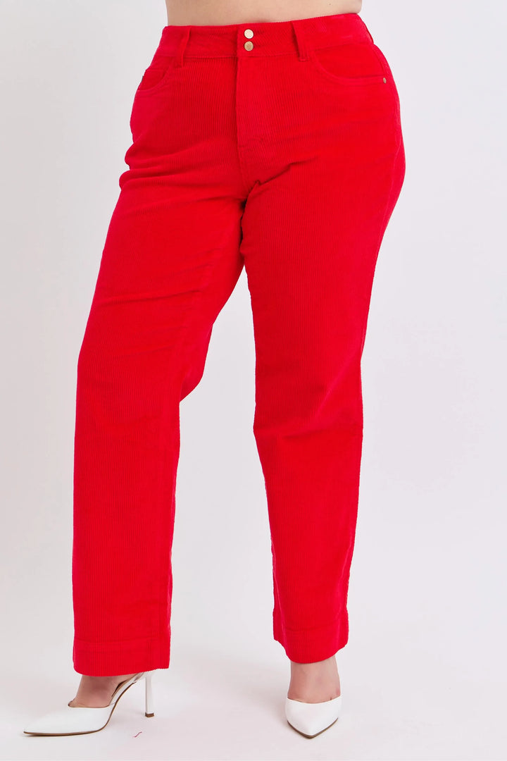 Judy Blue Plus Size High Waist Corduroy Trouser Wide Plus Pants