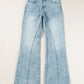 Daverri Fashions womens wide leg light-wash denim flare jeans with pockets