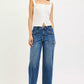 RISEN blue high-waist wide-leg slouchy cropped baggy jeans